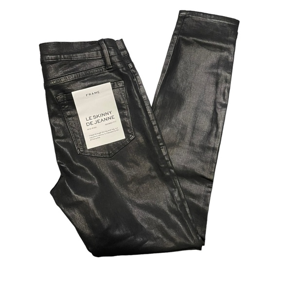 Frame Le High Skinny Coated Noir Jeans - Picture 6 of 9